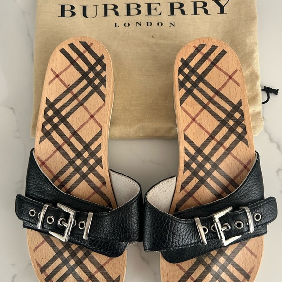 Burberry Black and Tan Check Sandals - Picture 1 of 2